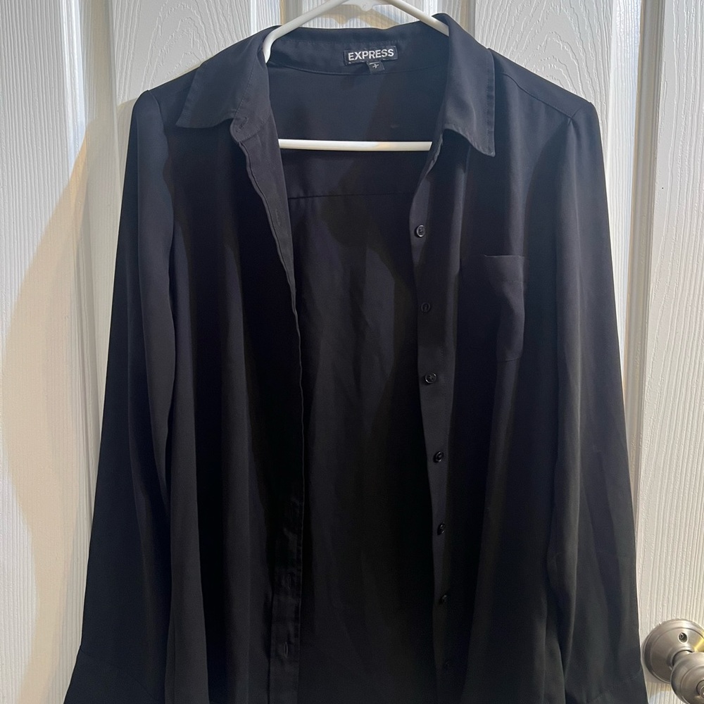 Express women’s long sleeved sheer collared shirt